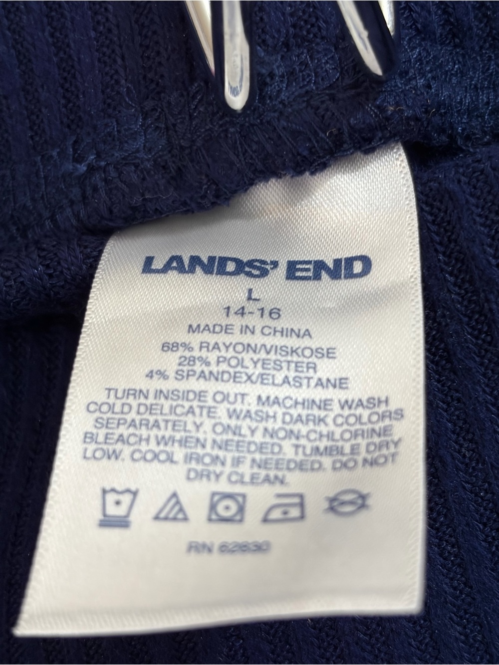 Lands' End Navy Ribbed Wide-Leg Pants - Picture 6 of 6